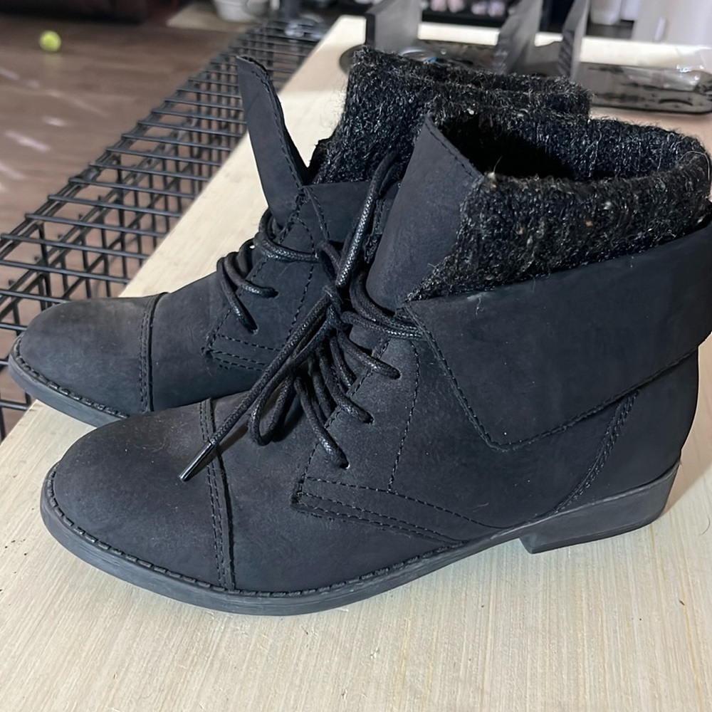 Madden Girl Black lace up booties with material cuff